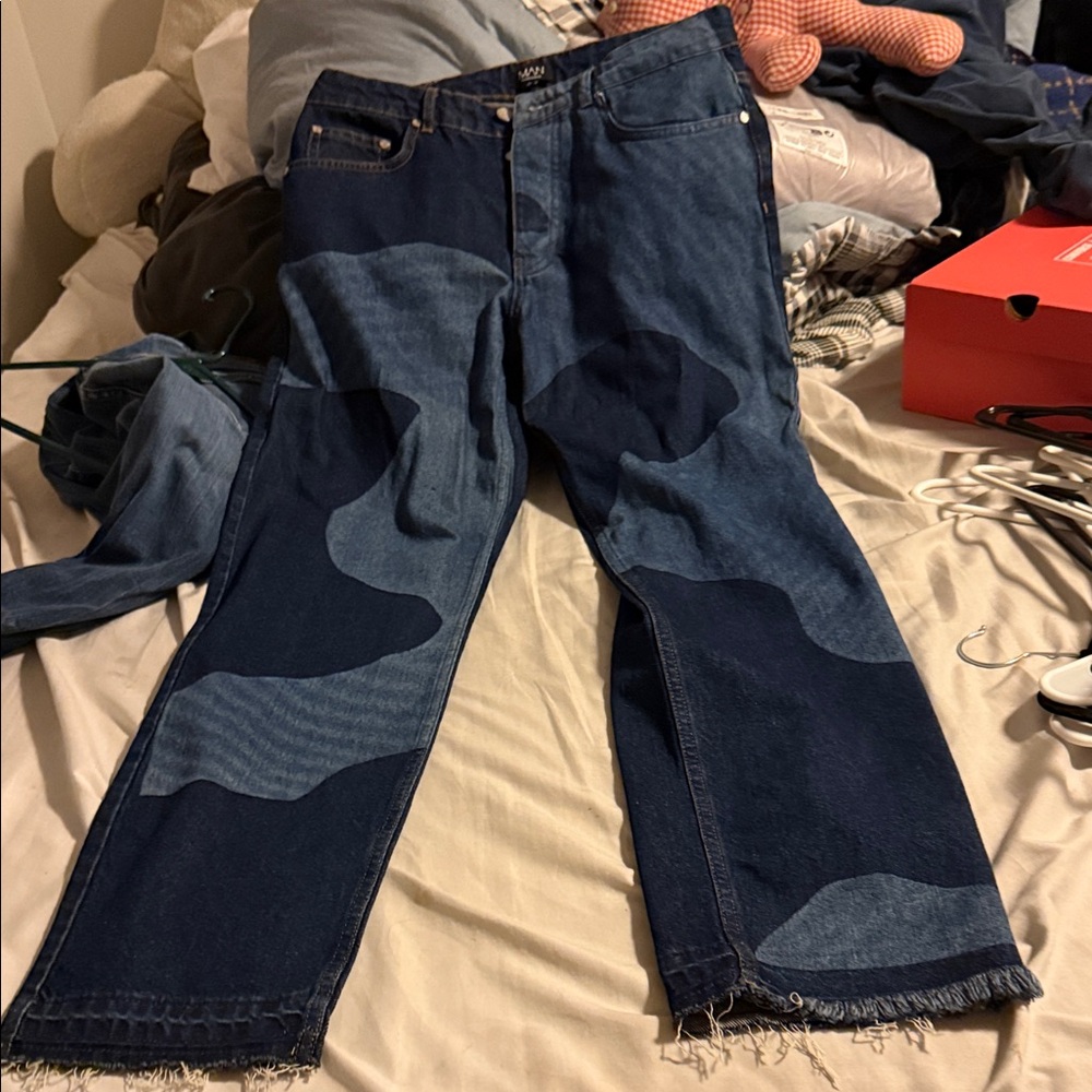 Men's Relaxed Fit Camouflage Jeans - Dark Blue
